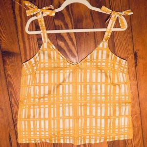 Yellow & White Patterned Tank Top